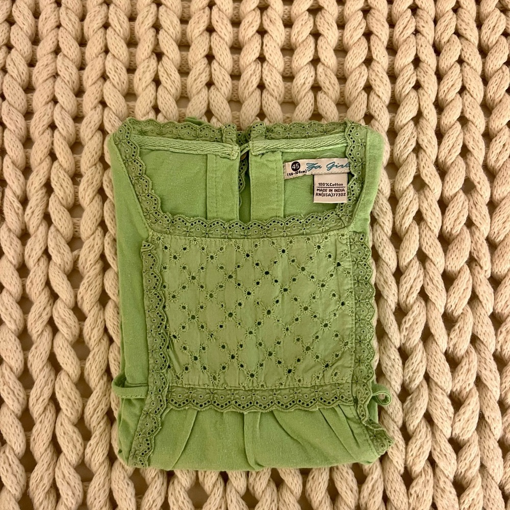 Green Embroidered Kids Blouse